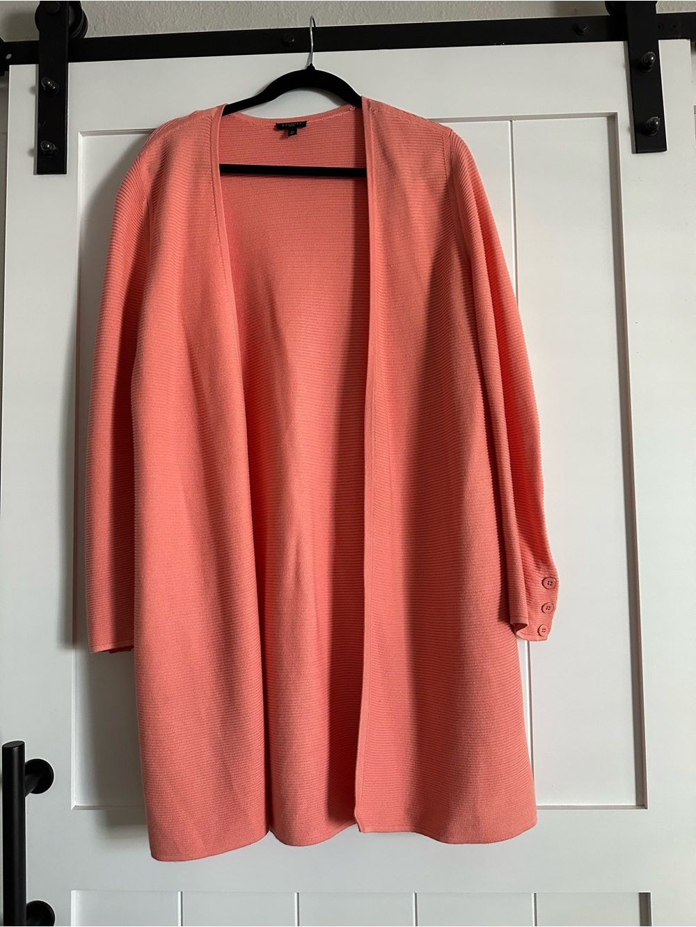 Talbots Coral Open-Front Long Cardigan